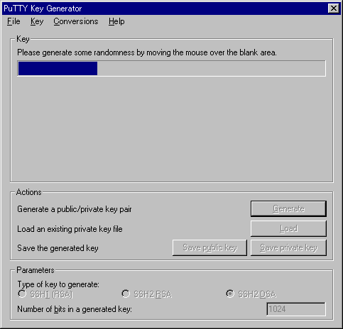 [PuTTY Key Generator($B80@8@.Cf(B) $B2hLL(B]