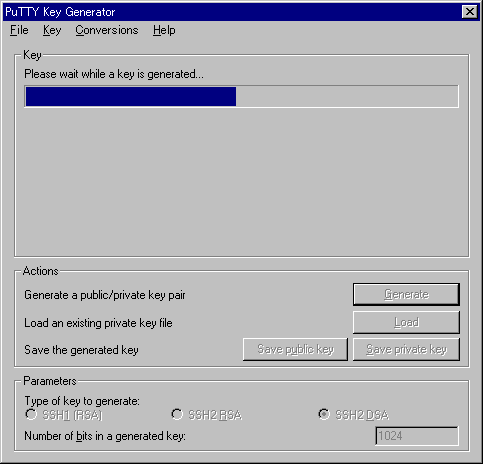 [PuTTY Key Generator($B80@8@.Cf(B) $B2hLL(B]